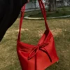 Silk Satin Handbag with Butterfly Bow Korean Style
