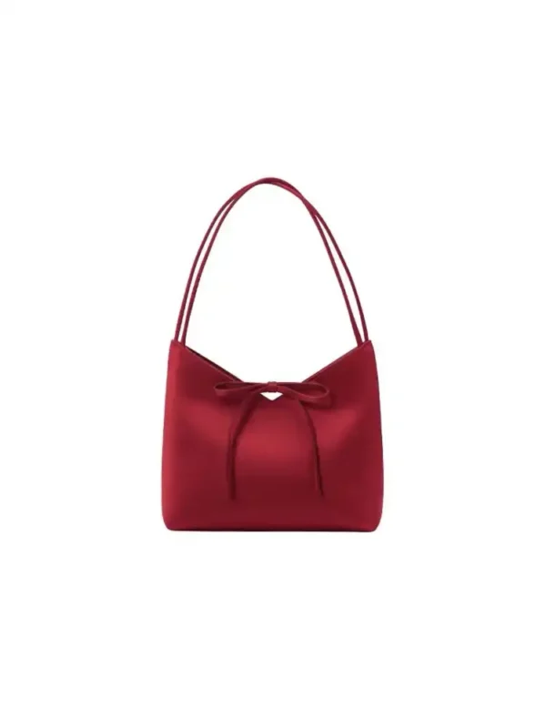 Silk Satin Handbag with Butterfly Bow Korean Style