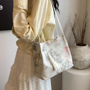 Silk Jacquard Crossbody Bag Chinese Minimalist Style