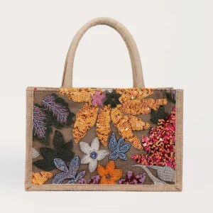 Bohemian Sequins Embroidery Bag Floral Beach Tote